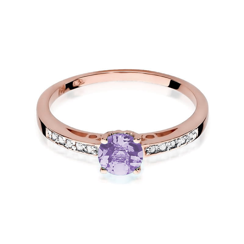 Gold Ring With Amethyst And Diamonds