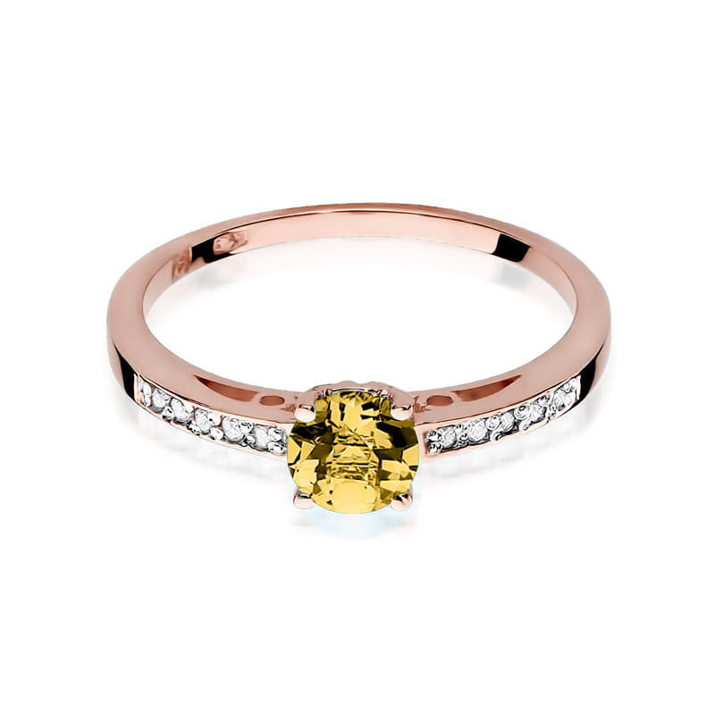 Auksinis Žiedas Su Citrinu Ir Deimantais