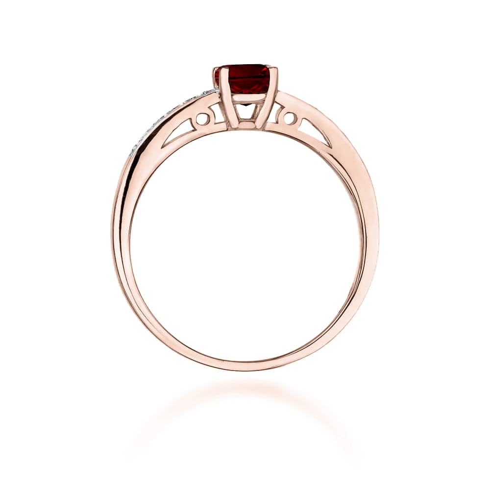 Auksinis Žiedas Su Granatu Ir Deimantais