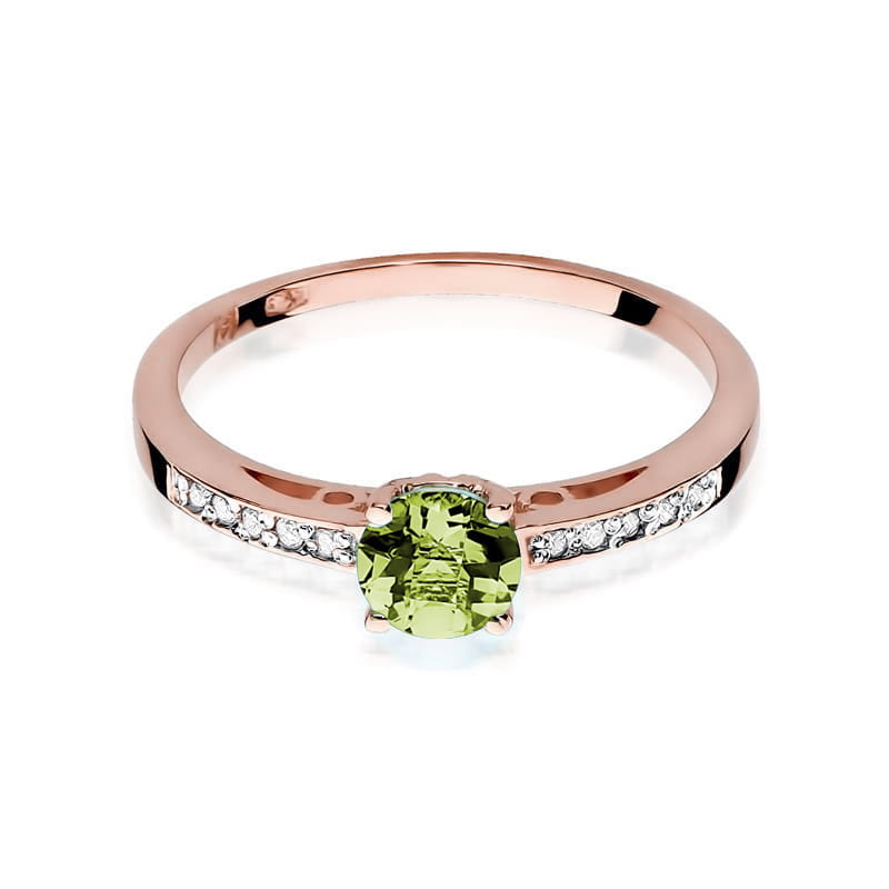 Gold Ring With Peridot And Diamonds