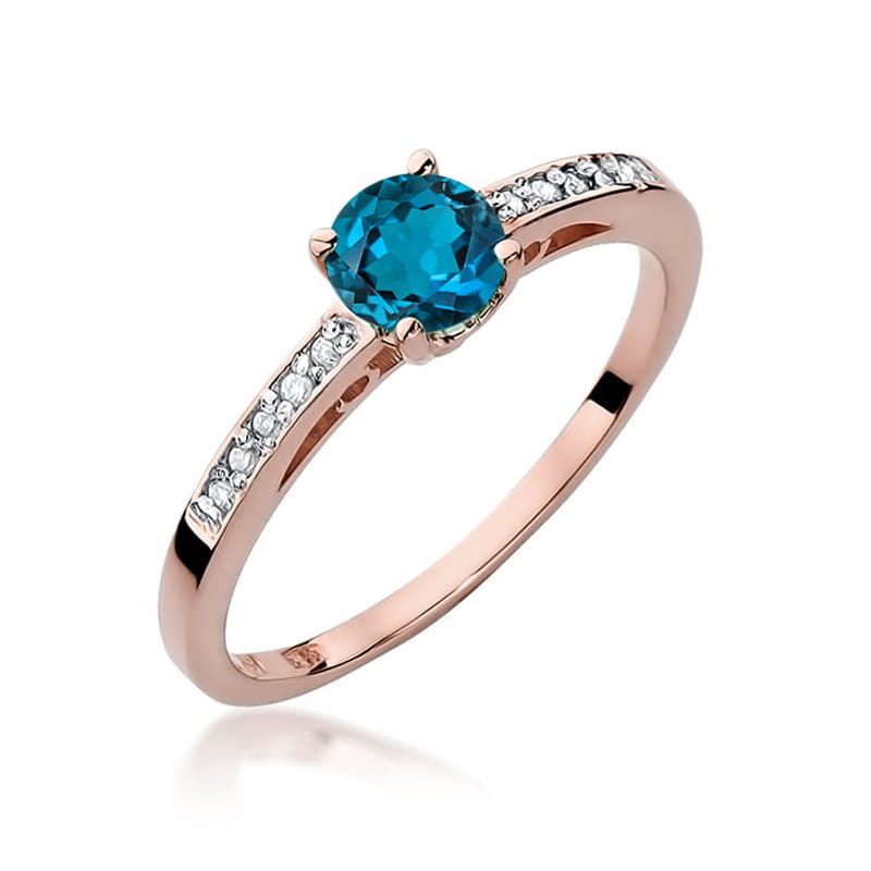 Gold Ring With London Topaz And Diamonds