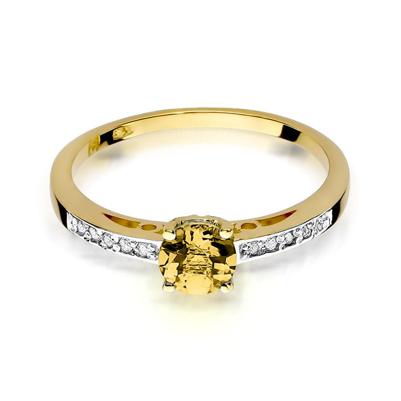 Gold Ring With Citrine And Diamonds