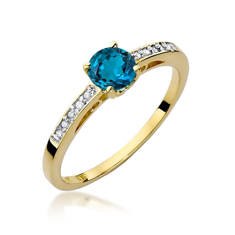 Gold Ring With London Topaz And Diamonds