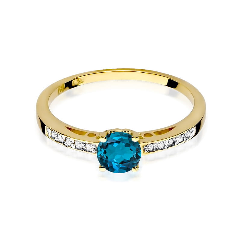 Gold Ring With London Topaz And Diamonds