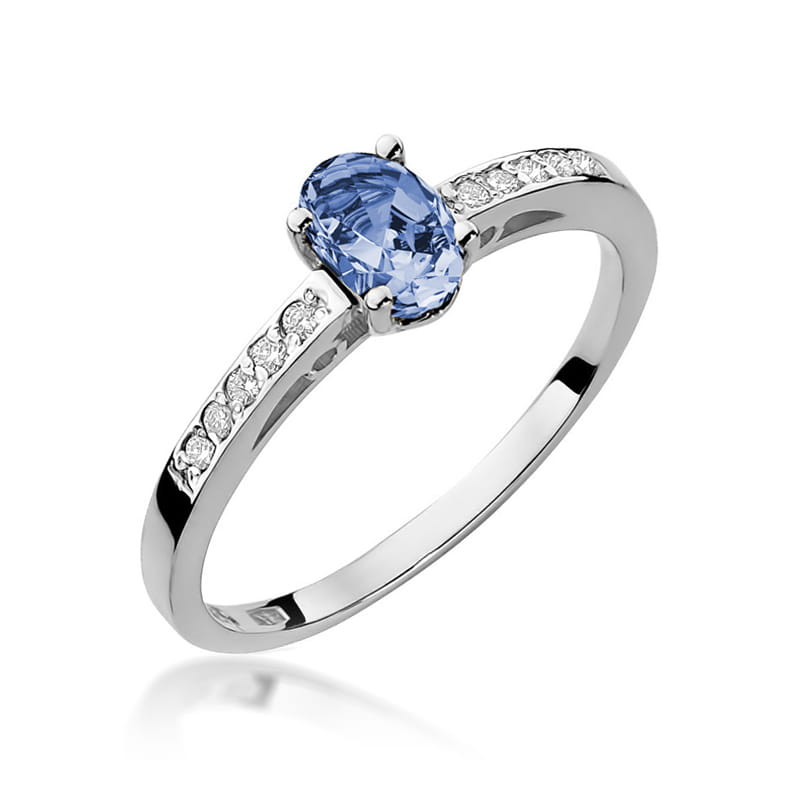 Auksinis Žiedas Su Tanzanitu Ir Deimantais