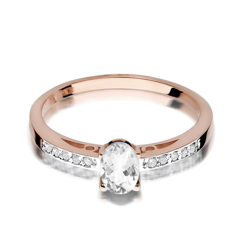 Auksinis Žiedas Su Baltu Safyru Ir Deimantais