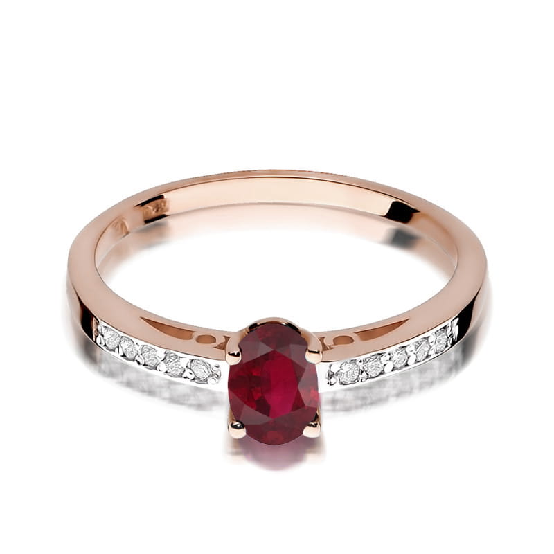 Gold Ring With Rhodolite And Diamonds