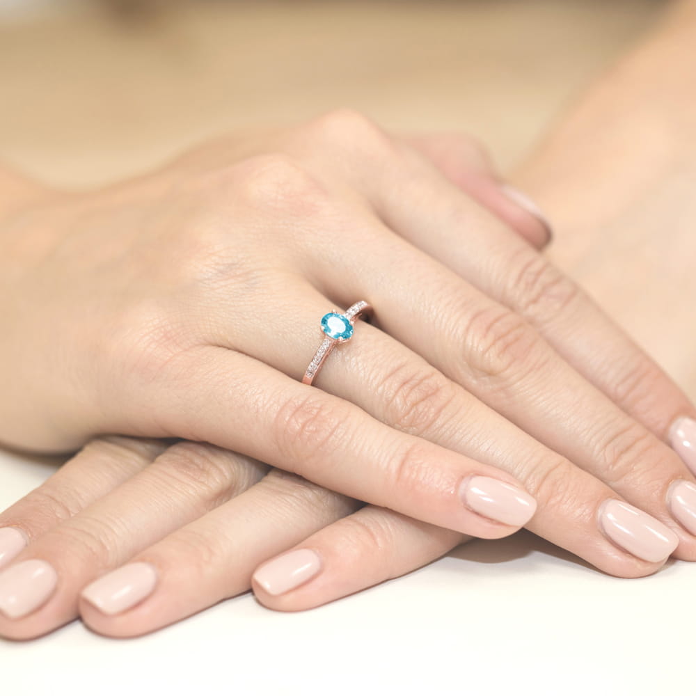 Gold Ring With Topaz And Diamonds