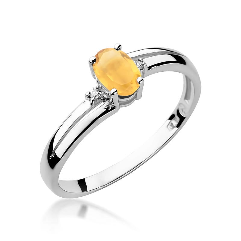 Auksinis Žiedas Su Citrinu Ir Deimantais