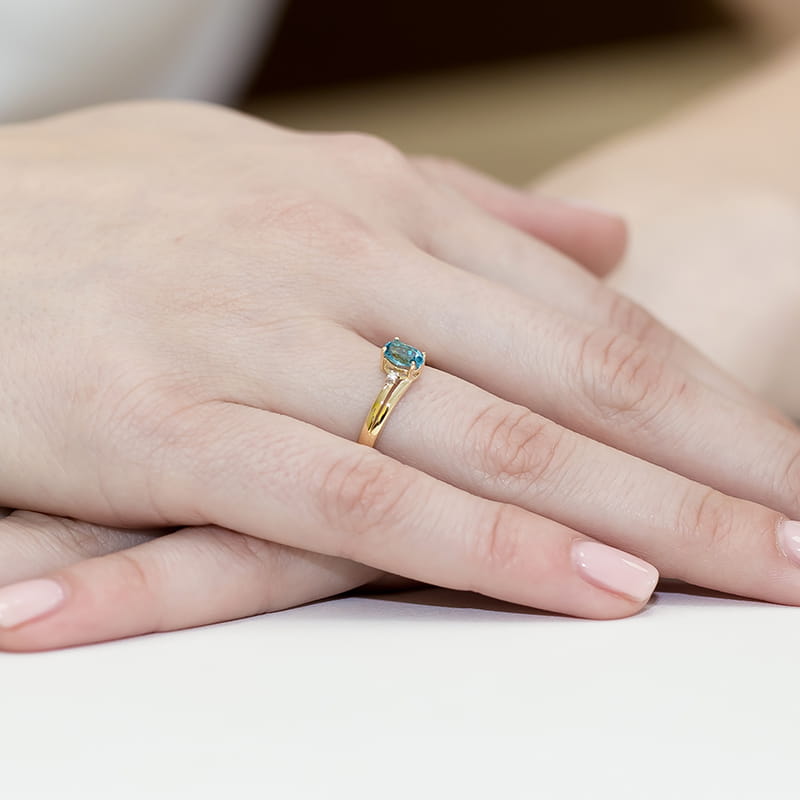 Gold Ring With Topaz And Diamonds
