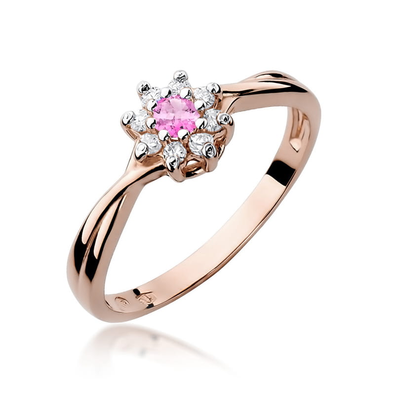 Gold Ring With Pink Topaz And Diamonds