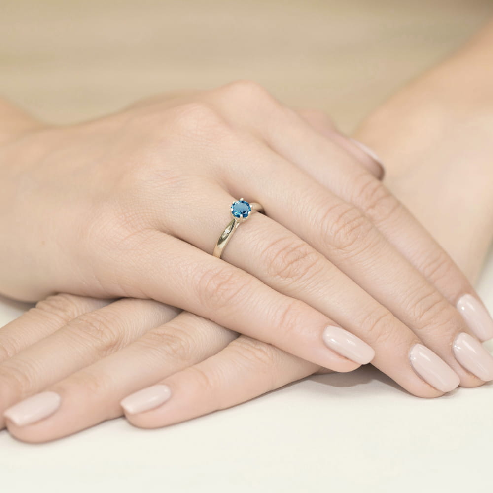 Gold Ring With London Topaz And Diamonds