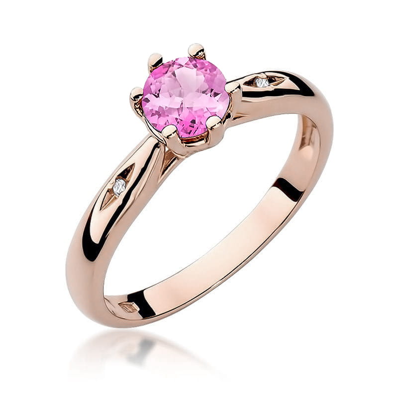 Gold Ring With Pink Topaz And Diamonds