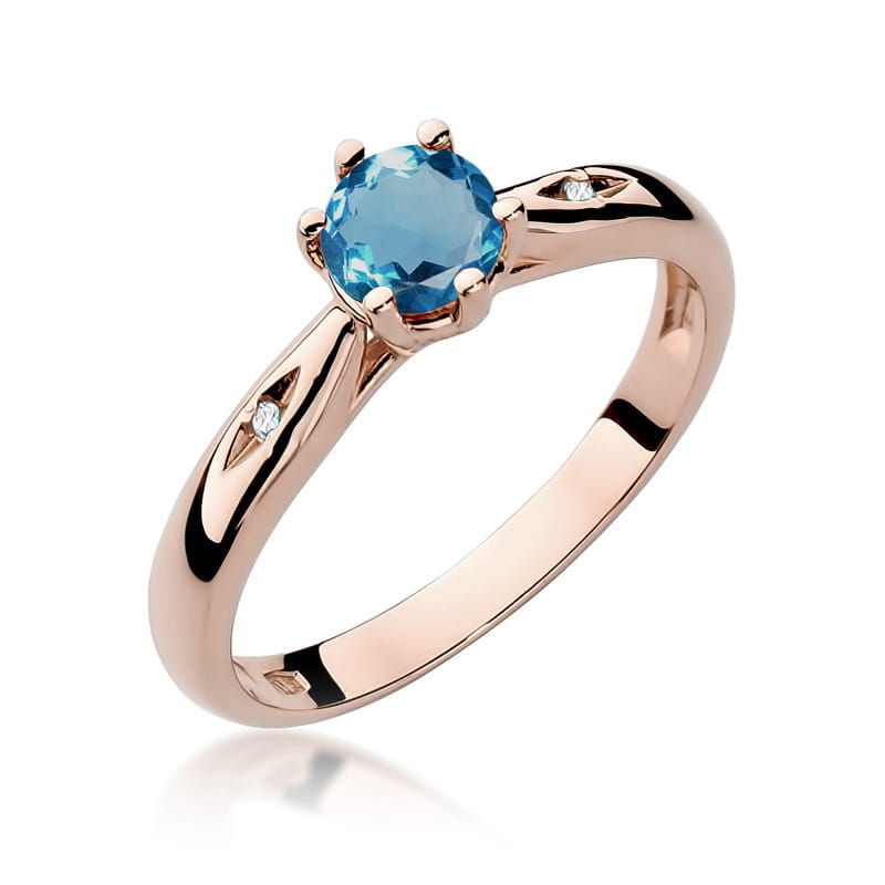 Gold Ring With London Topaz And Diamonds