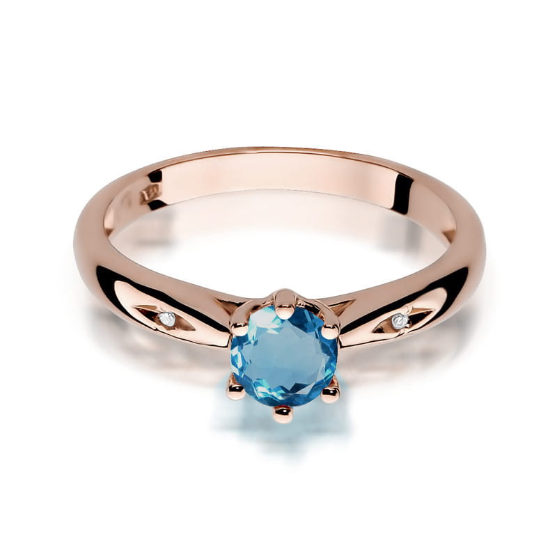 Gold Ring With London Topaz And Diamonds