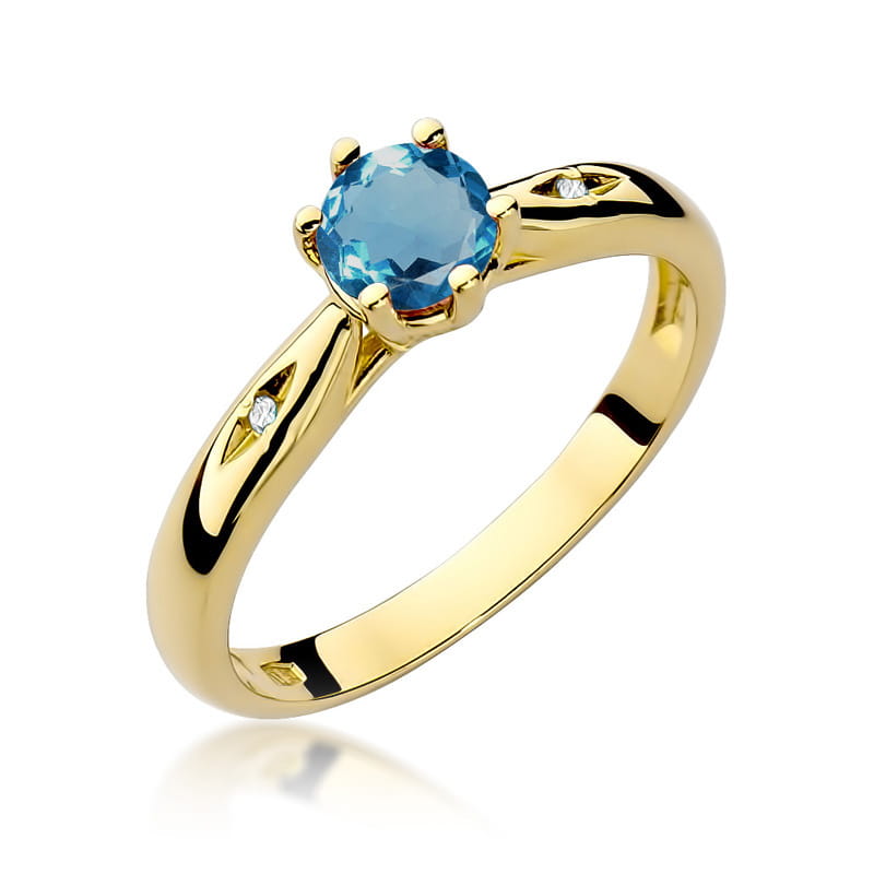 Gold Ring With London Topaz And Diamonds