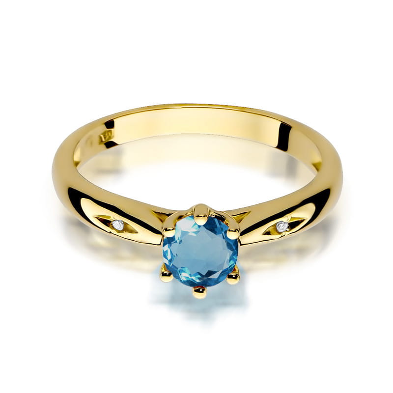 Gold Ring With London Topaz And Diamonds