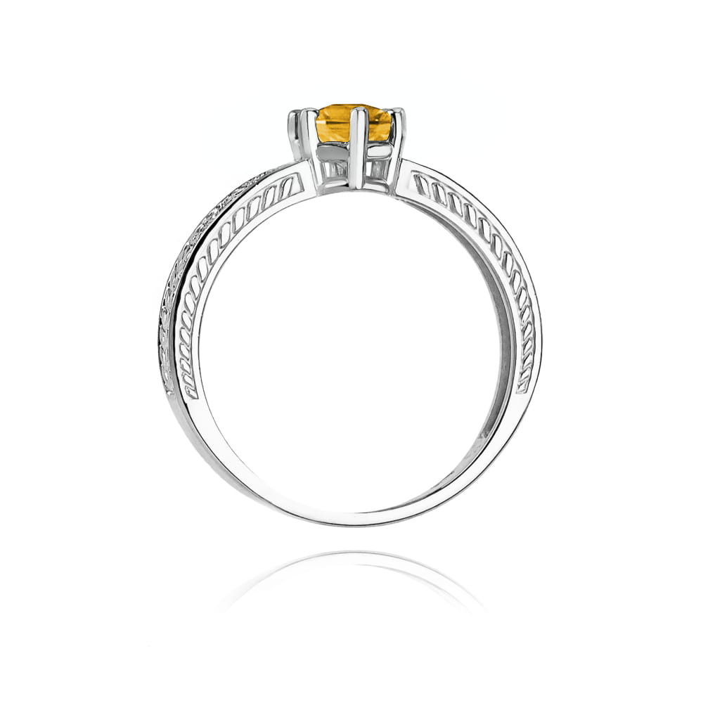 Auksinis Žiedas Su Citrinu Ir Deimantais