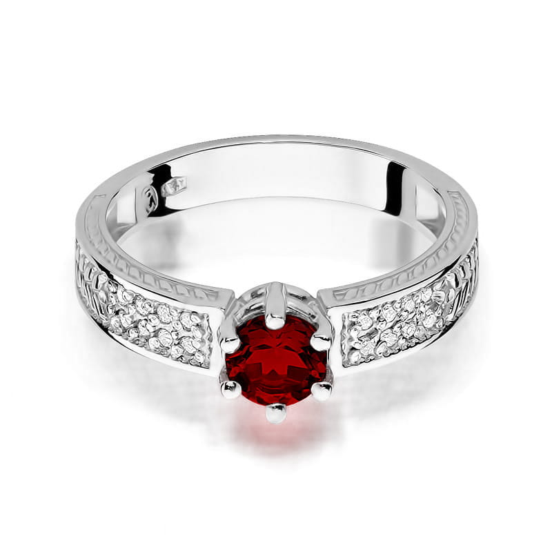 Auksinis Žiedas Su Rubinu Ir Deimantais