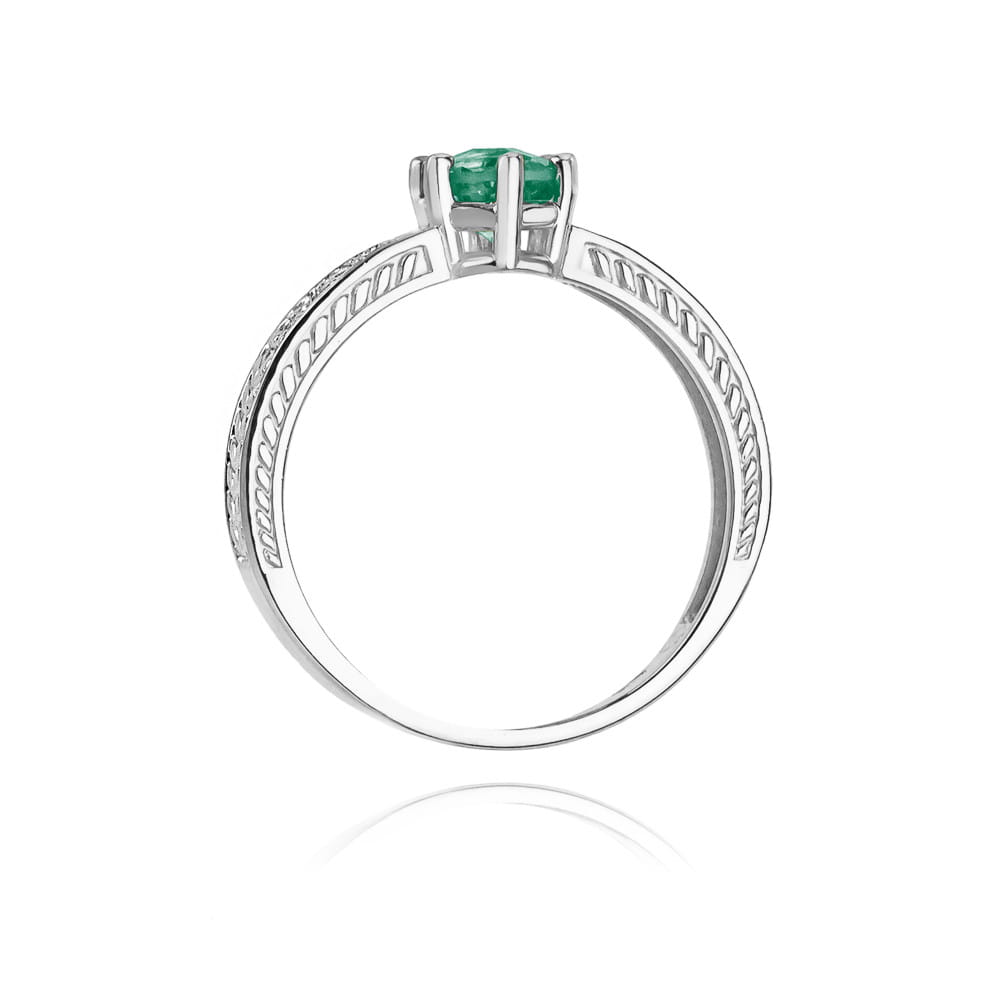 Auksinis Žiedas Su Smaragdu Ir Deimantais