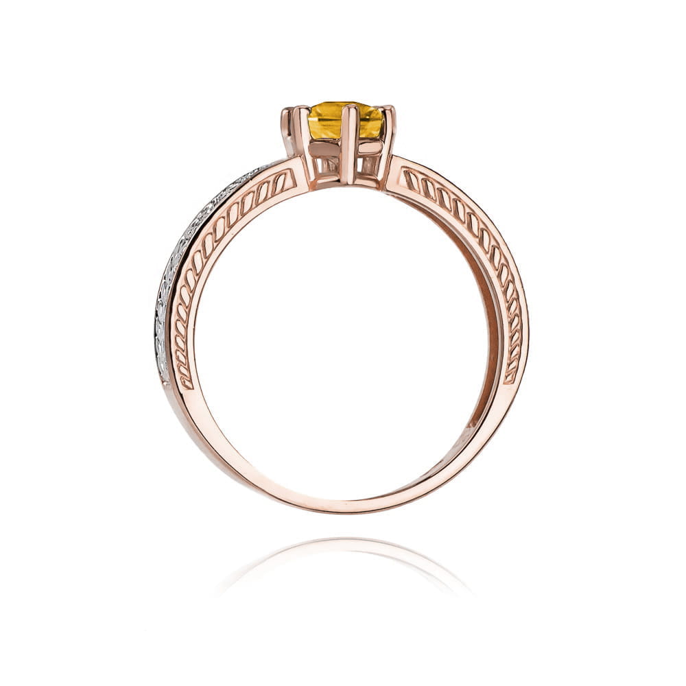 Auksinis Žiedas Su Citrinu Ir Deimantais