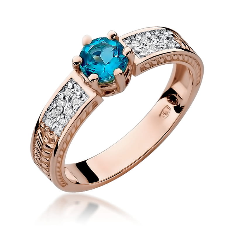 Gold Ring With Topaz And Diamonds