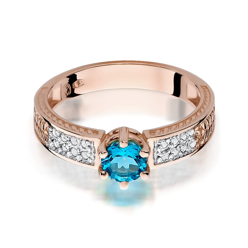 Gold Ring With Topaz And Diamonds