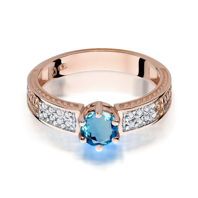 Gold Ring With London Topaz And Diamonds