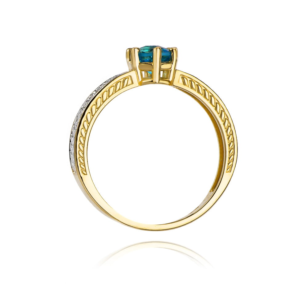 Auksinis Žiedas Su Topazu Ir Deimantais