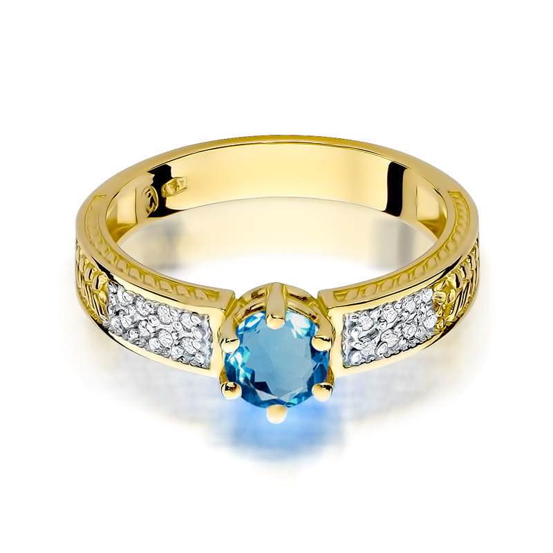 Gold Ring With London Topaz And Diamonds