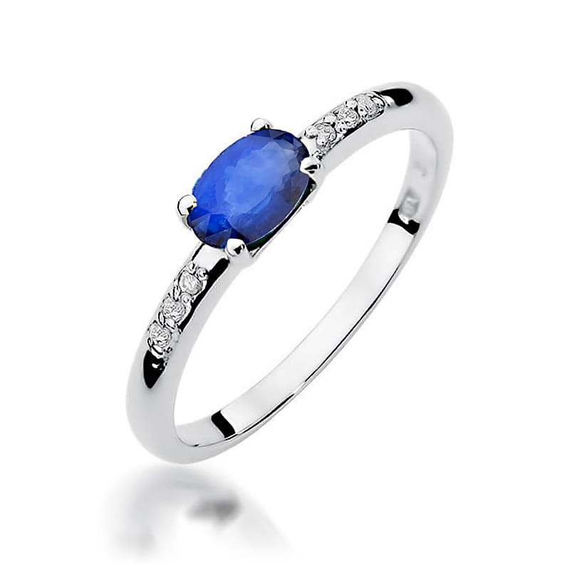 Auksinis Žiedas Su Safyru Ir Deimantais