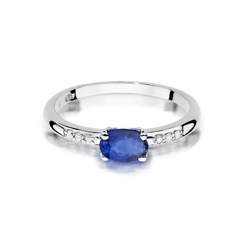 Auksinis Žiedas Su Safyru Ir Deimantais