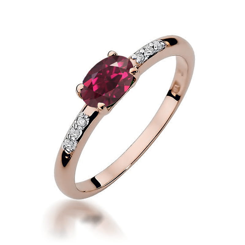 Gold Ring With Rhodolite And Diamonds