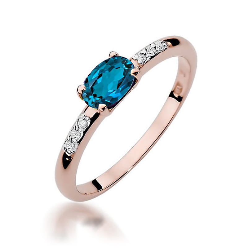 Gold Ring With London Topaz And Diamonds