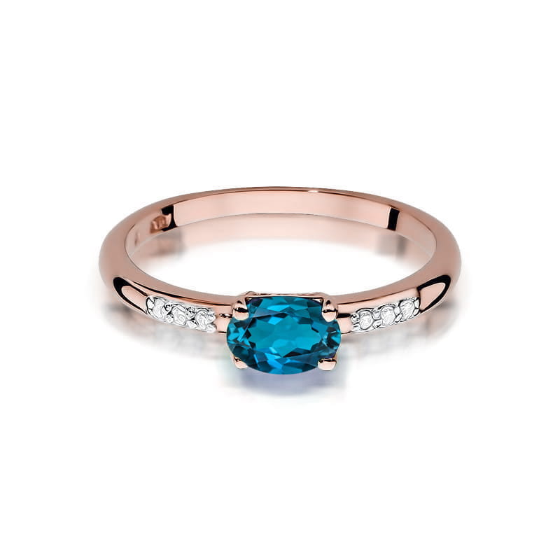 Gold Ring With London Topaz And Diamonds