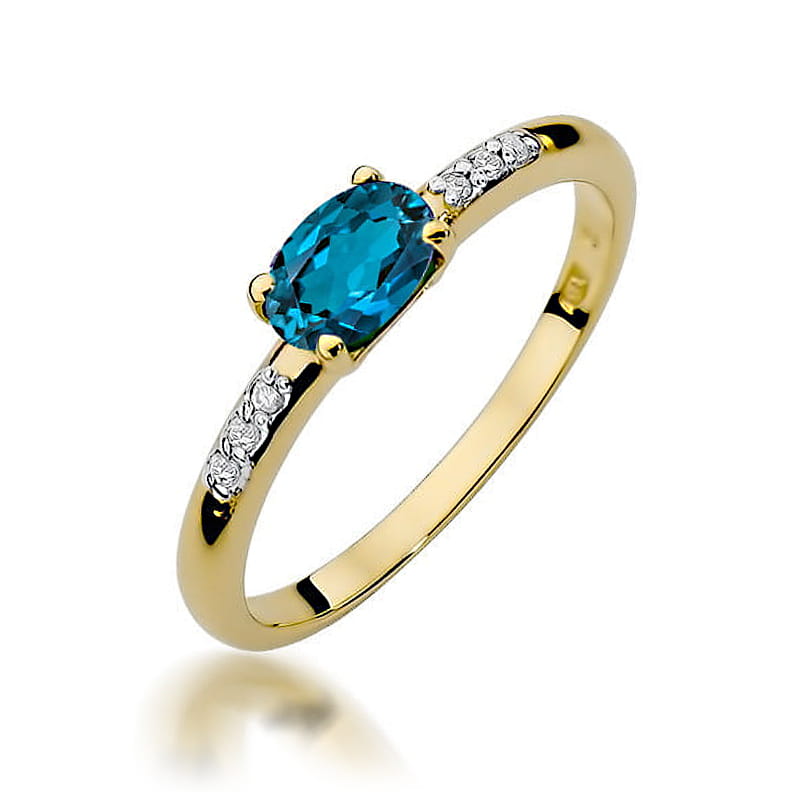 Gold Ring With London Topaz And Diamonds