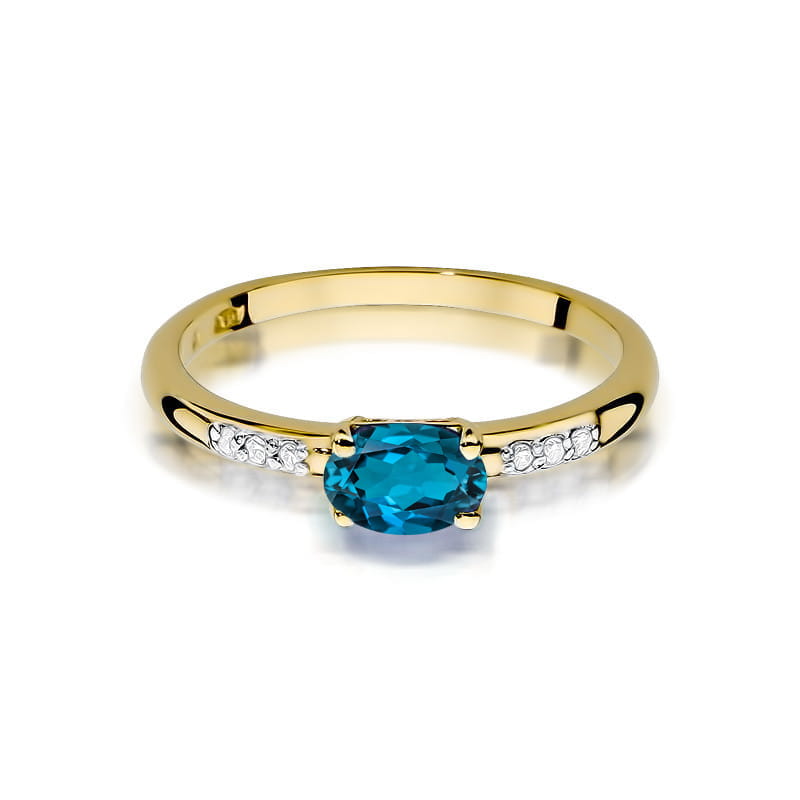 Gold Ring With London Topaz And Diamonds