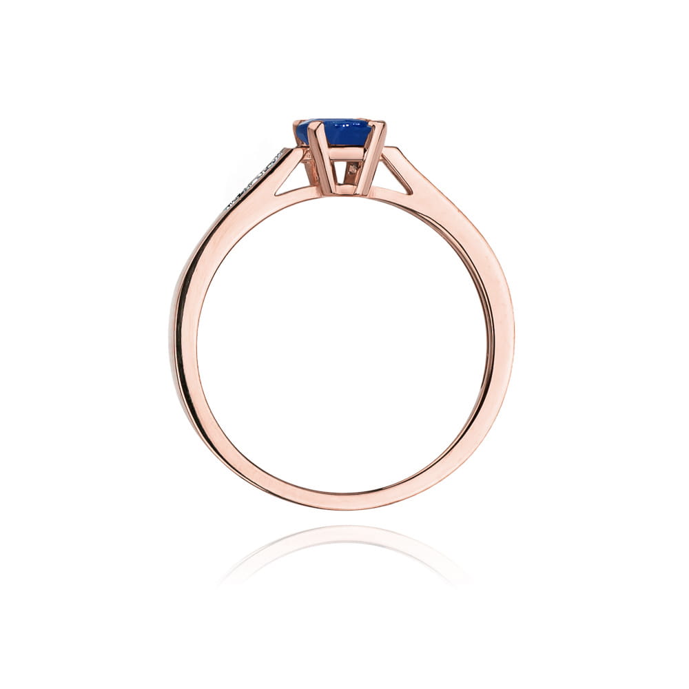 Auksinis Žiedas Su Safyru Ir Deimantais