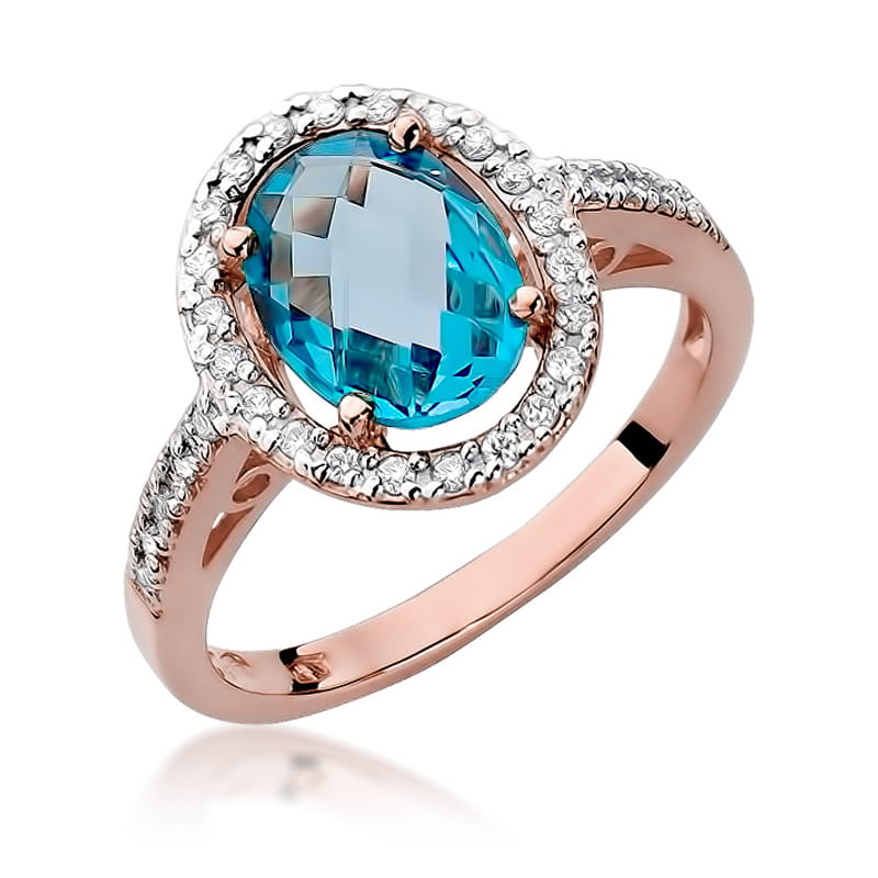 Gold Ring With Topaz And Diamonds