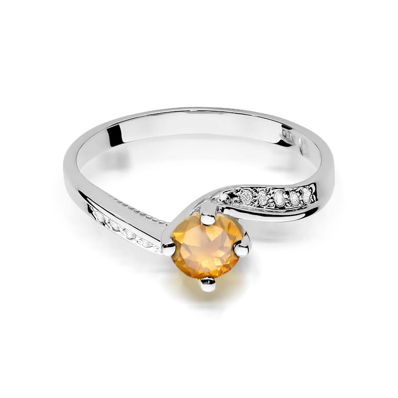 Gold Ring With Citrine And Diamonds