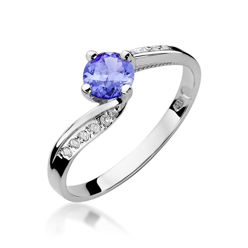 Auksinis Žiedas Su Tanzanitu Ir Deimantais
