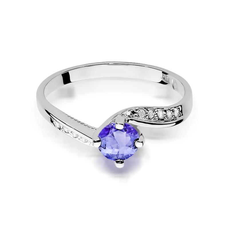 Auksinis Žiedas Su Tanzanitu Ir Deimantais