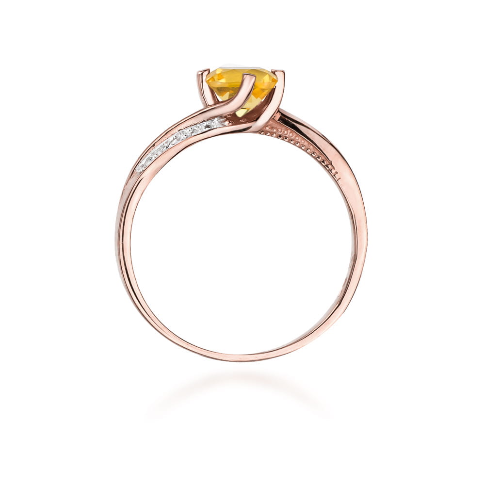Gold Ring With Citrine And Diamonds