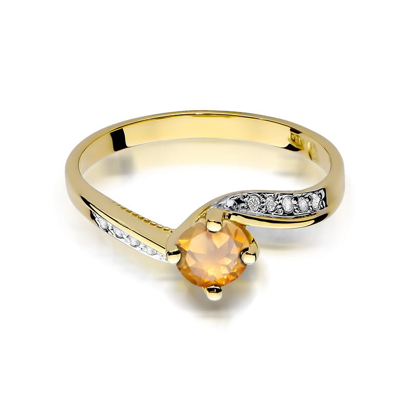 Gold Ring With Citrine And Diamonds
