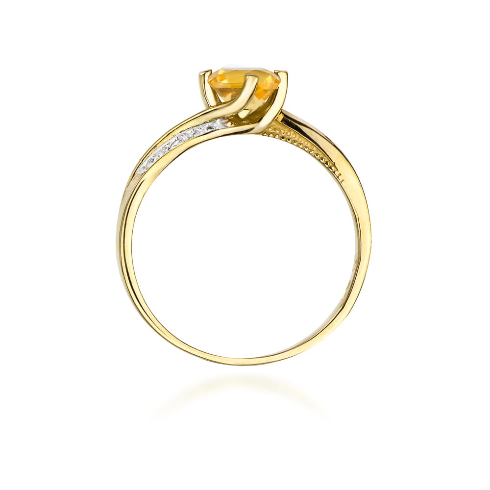 Gold Ring With Citrine And Diamonds