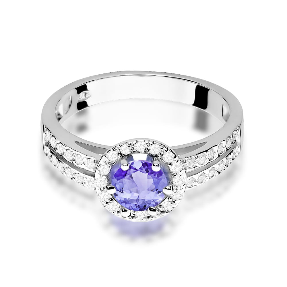 Auksinis Žiedas Su Tanzanitu Ir Deimantais