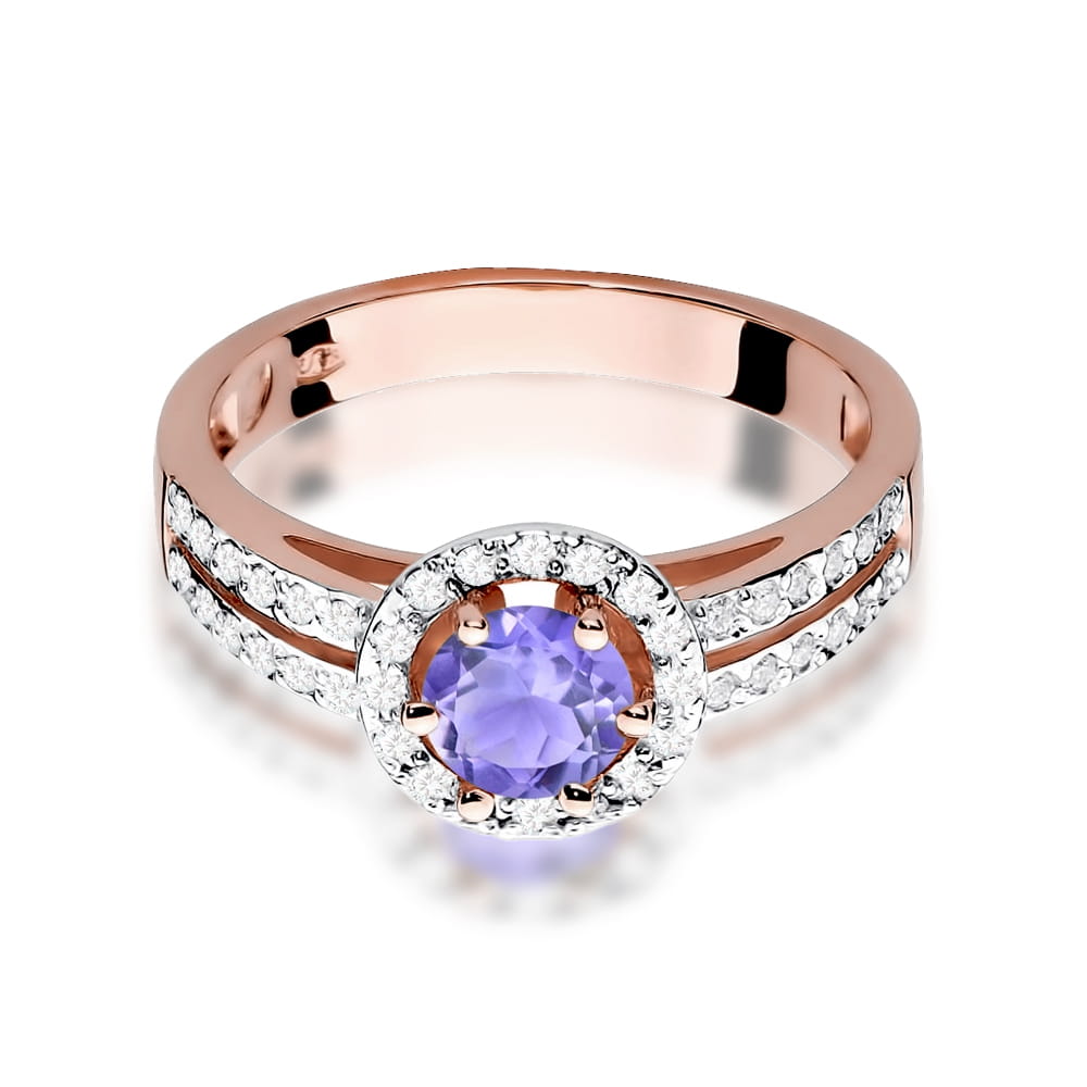 Gold Ring With Amethyst And Diamonds