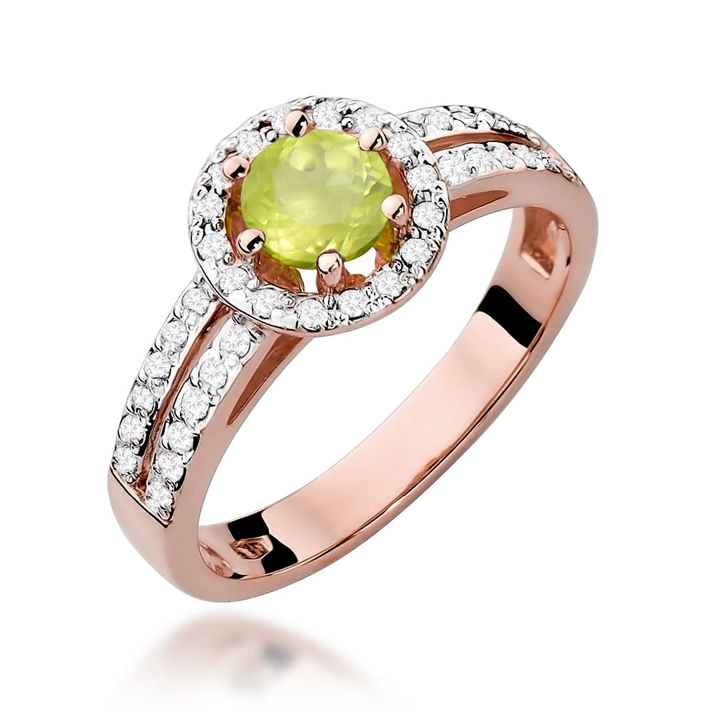 Gold Ring With Peridot And Diamonds