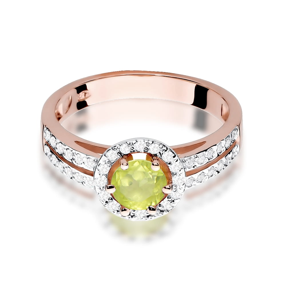 Gold Ring With Peridot And Diamonds