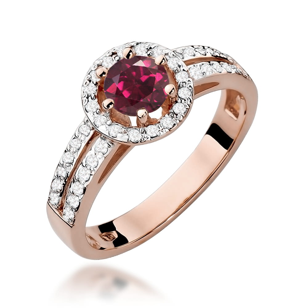 Gold Ring With Rhodolite And Diamonds